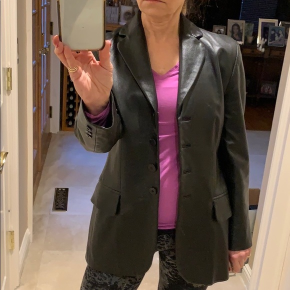 Iris Singer Black Lambskin 4 Button Blazer. 4 - Picture 1 of 8